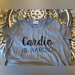 Gray Graphic Tee with 'Cardio is Hardio' Print L